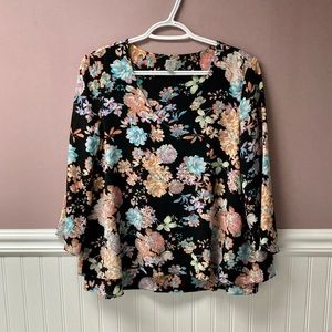 Tristan black floral blouse